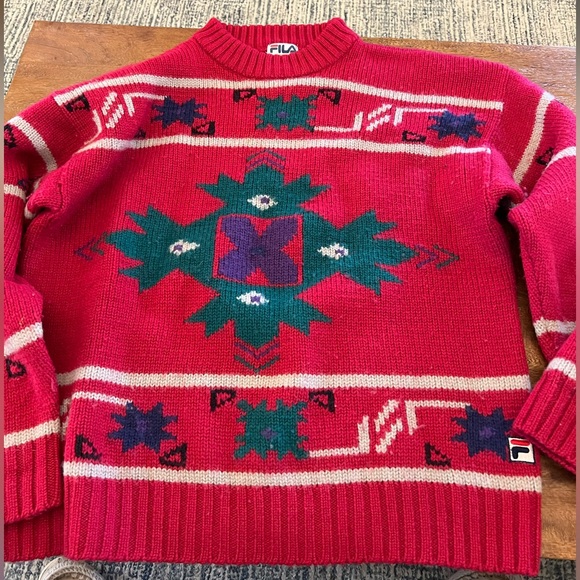 FILA 80s red 100% wool XLski men’s sweaterRalph Lauren Aesthetic